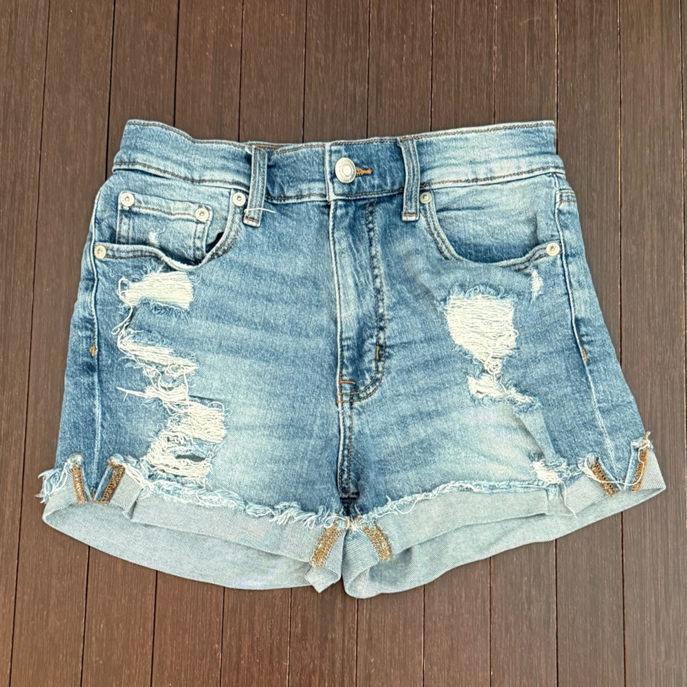 Aeropostale Blue Distressed Mom Shorts